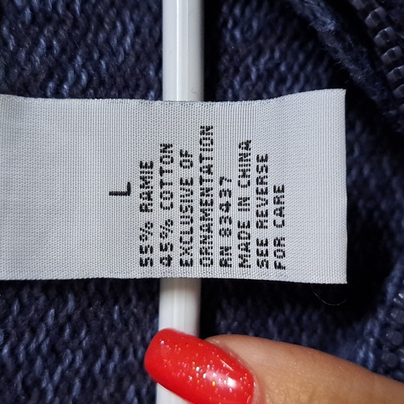 Tiara International Blue Heathered Beaded/Gem Christmas Zip-Up Sweater. Sz Large - Picture 9 of 9